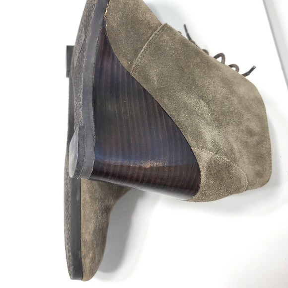 Franco Sarto Weston Bootie Size 8.5 Taupe Suede Leather Lace Up Wedge - Picture 9 of 16